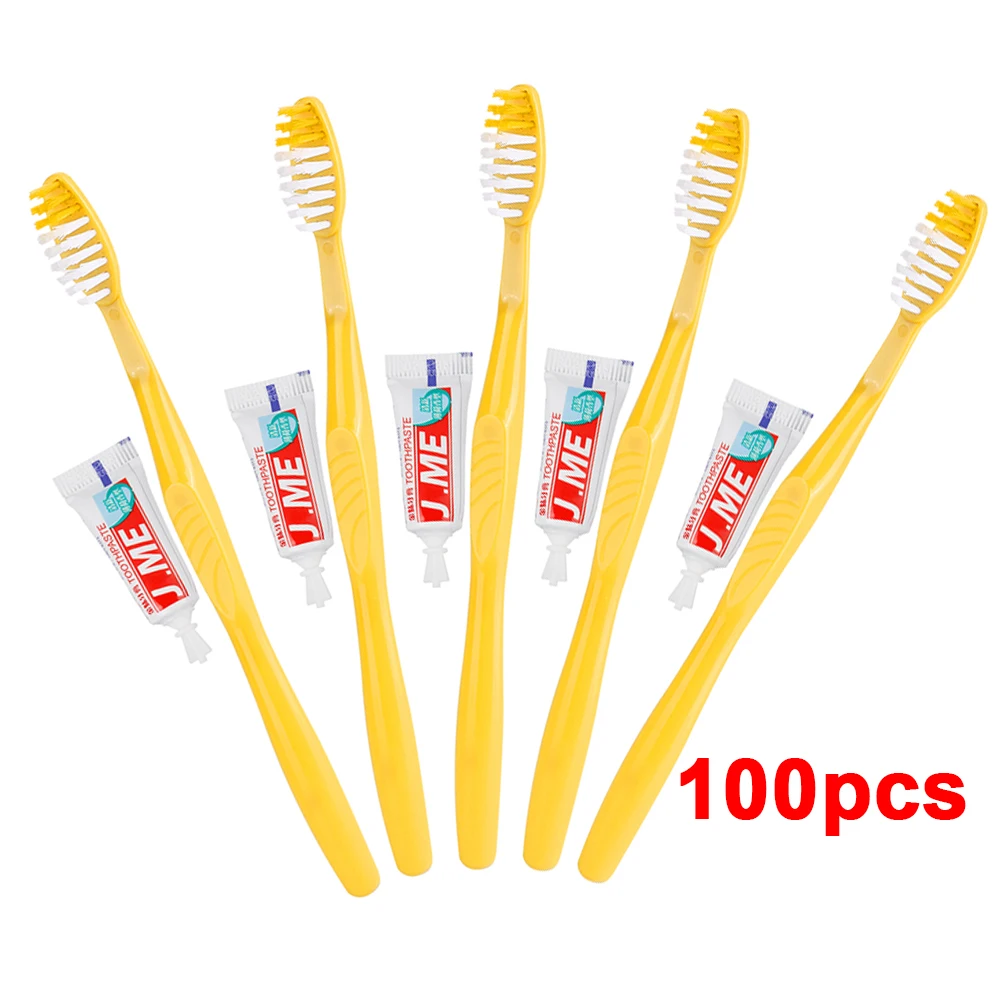 100/50Sets Portable Hotel Disposable Toothbrush with Toothpaste Kit supplies Convenient Plastic Camping travel wash gargle TSLM1