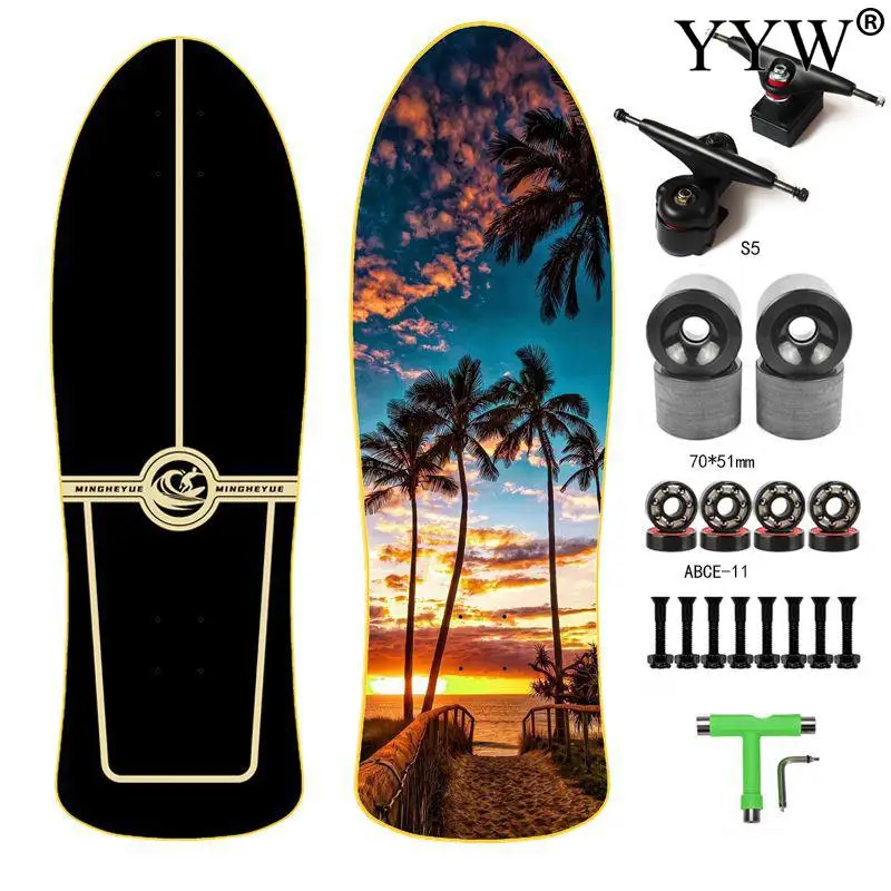 

32inch S5 Surf Skateboard Sport Adult Abec-9 Men Training Ski Outdoor Land Surf Smooth For 7 Plies Maple Wood Land Surfboard