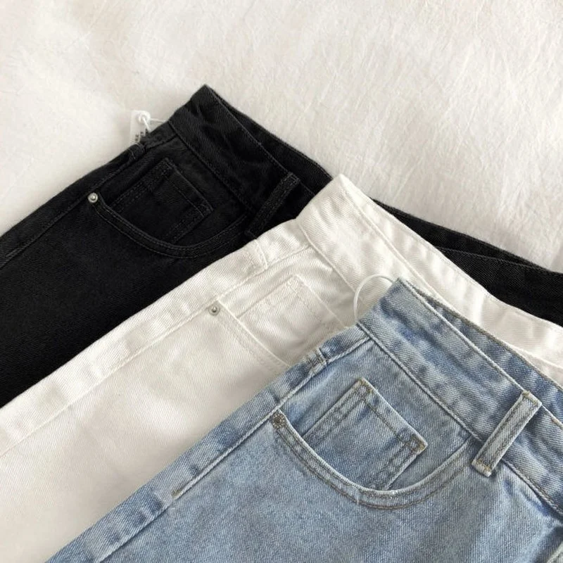 Short en jean taille haute pour femme, ligne de fourrure, denim vintage, monochromatique, chaud, slim, tout match, mode coréenne, jambe large, été