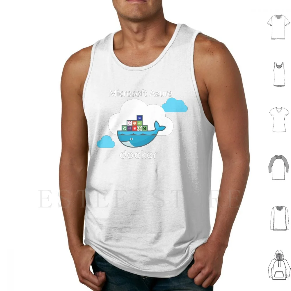 Docker On Azure Tank Tops Vest Sleeveless Microsoft Docker Containers Whale Mongo Nginx Azure