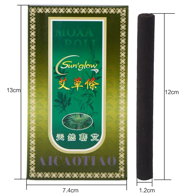 10Pcs/Box Smokeless Moxa Stick Wild Artemisia Argy Wormwood Mugwort Rolls Moxibustion Heating Acupuntura Massage Health Care