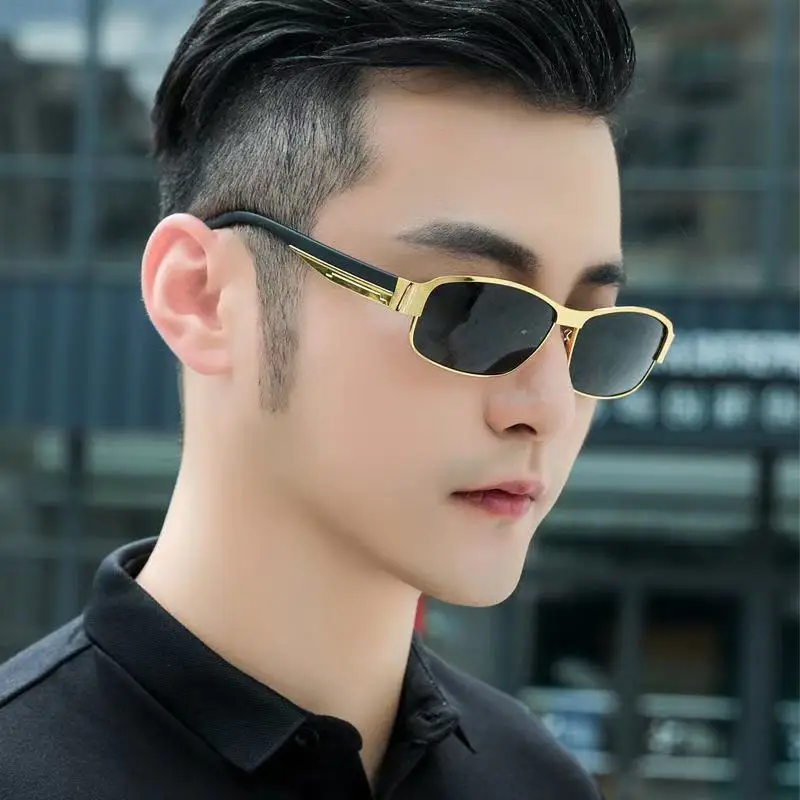 Photochromic Polarized rectangle Sunglasses Women Men Discoloration Eyewear Anti Glare Sun Glasses For male female
