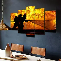 No Framed 5 pieces Hero Firefighter Decorative Home Decor Pictures Canvas Paintings Posters Wall Art For Living Room Decoration