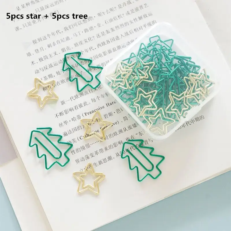MINKYS Kawaii 10pcs/lot Strawberry Lemon Carrot Metal Paper Clip Christmas Song Decorative Bookmark Binder Clips Stationery - Image 7