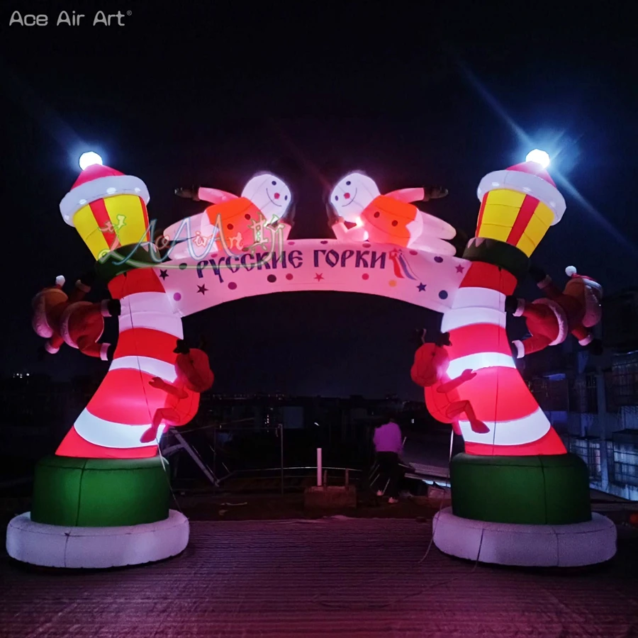 Popular Inflatable Christmas Promotion Arch With Rudolph Inflatable Santa Welcome Arch For Christmas Decoration