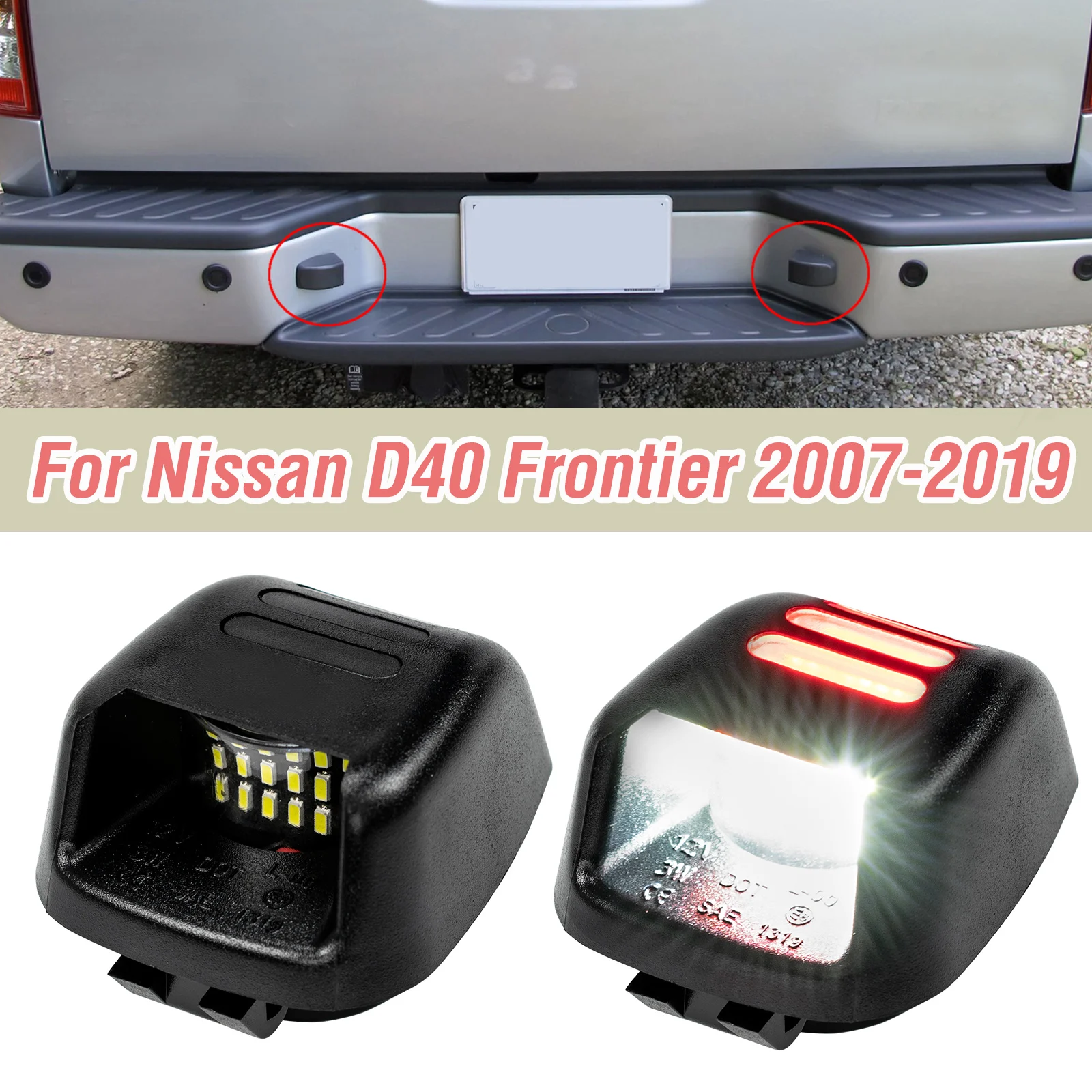 

Tail Rear Back Bumper License Number Lamp Light Pair For Nissan Frontier Navara D40 2007-2019 Titan Armada Xterra Pickup Truck