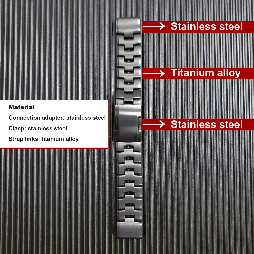 Pulseira de aço inoxidável e titânio para garmin fenix, 26mm, 22mm, 5x plus