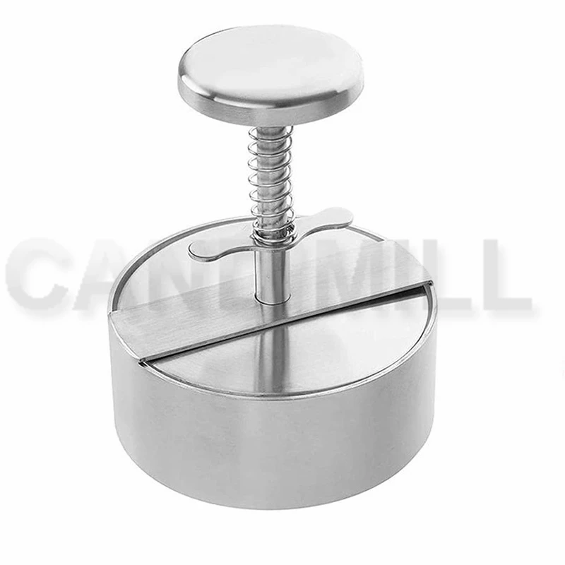 CANDIMILL รอบรูปร่างแฮมเบอร์เกอร์กดสเตนเลสเบอร์เกอร์ Maker แม่พิมพ์ทอดเบอร์เกอร์ Smasher Patty Mould