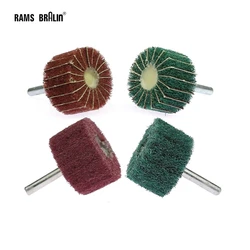 Cepillo de pulido de fregona no tejida, rueda de aleta para herramientas eléctricas de taladro, 6mm, 10 piezas