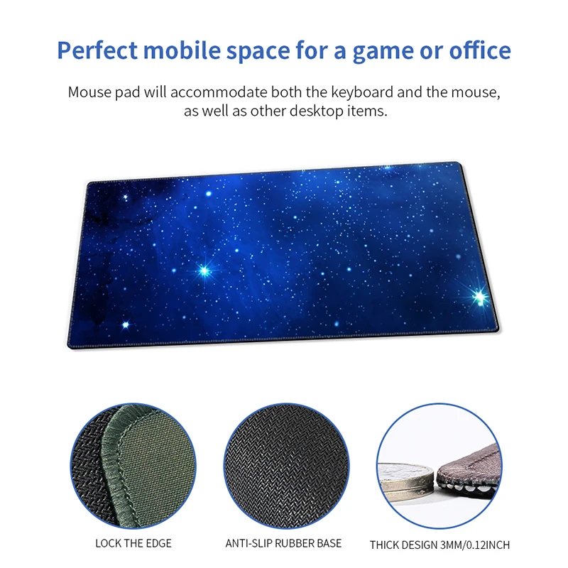 Space Star Mouse Pad, Anti-Slip, Waterproof,Natural Rubber,  Desk Pad Protective Cover, Laptop Desk Pad, Office Home Mouse Pad