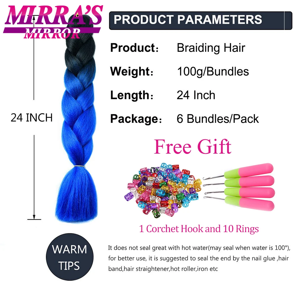 Synthetic Jumbo Braids Hair Omber Braiding Hair Extensions for Women Yaki Texture Black Blue Fake Hair Mirra’s Mirror