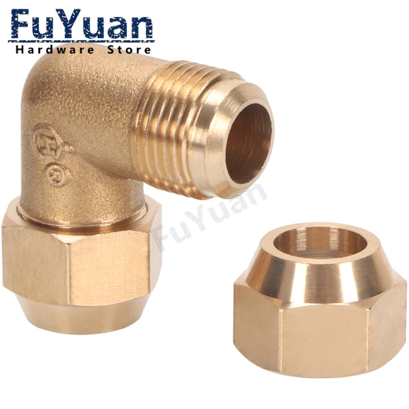 1pcs Flared Brass 90 degree Elbow Pipe Fittings 6mm 8mm 10mm 12mm Air Conditioning Extension Tool Connector Adapter