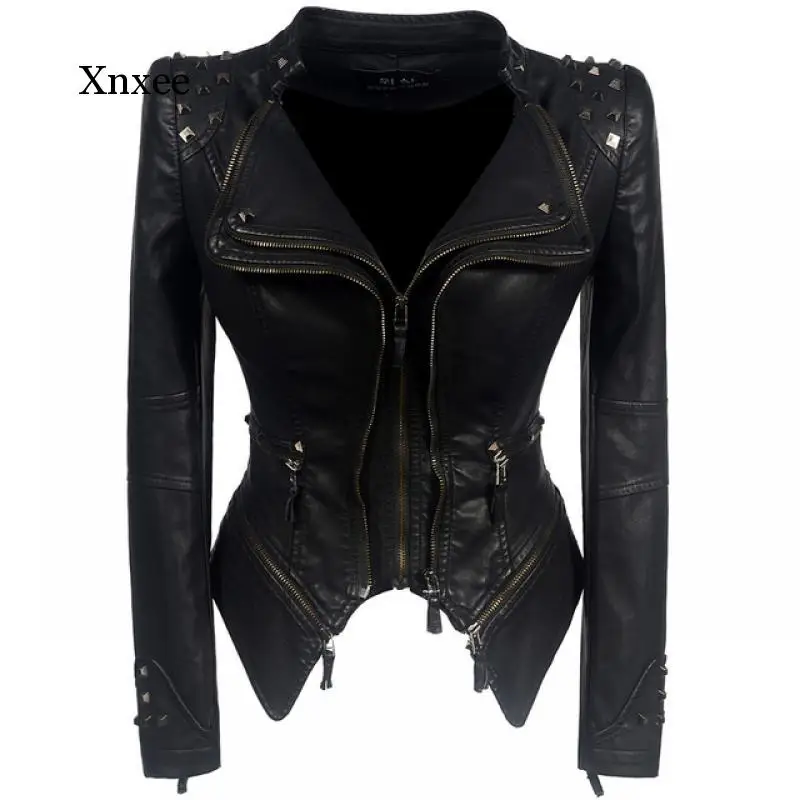 

New Fashion Women Smooth Motorcycle Faux Leather Jackets Ladies Long Sleeve Autumn Winter Biker Streetwear Black Pink Coat