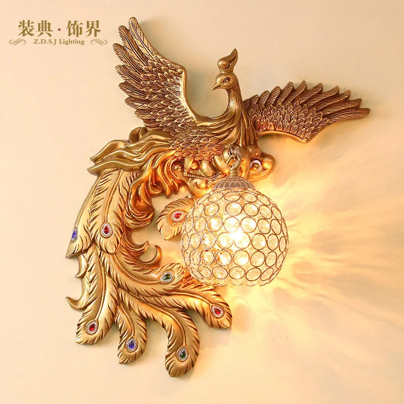 Phoenix Peacock Bird Lamp Art Wall Lights for Home Decor Living Room Bedroom Wall Sconces Modern LED Lighting Fixtures Luminaire