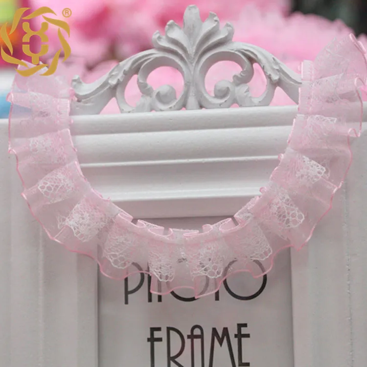 

41Yards Embroidery Two Layers Lace Ribbon Ruffle Trim Collar DIY Sewing Clothing Dress High Quality