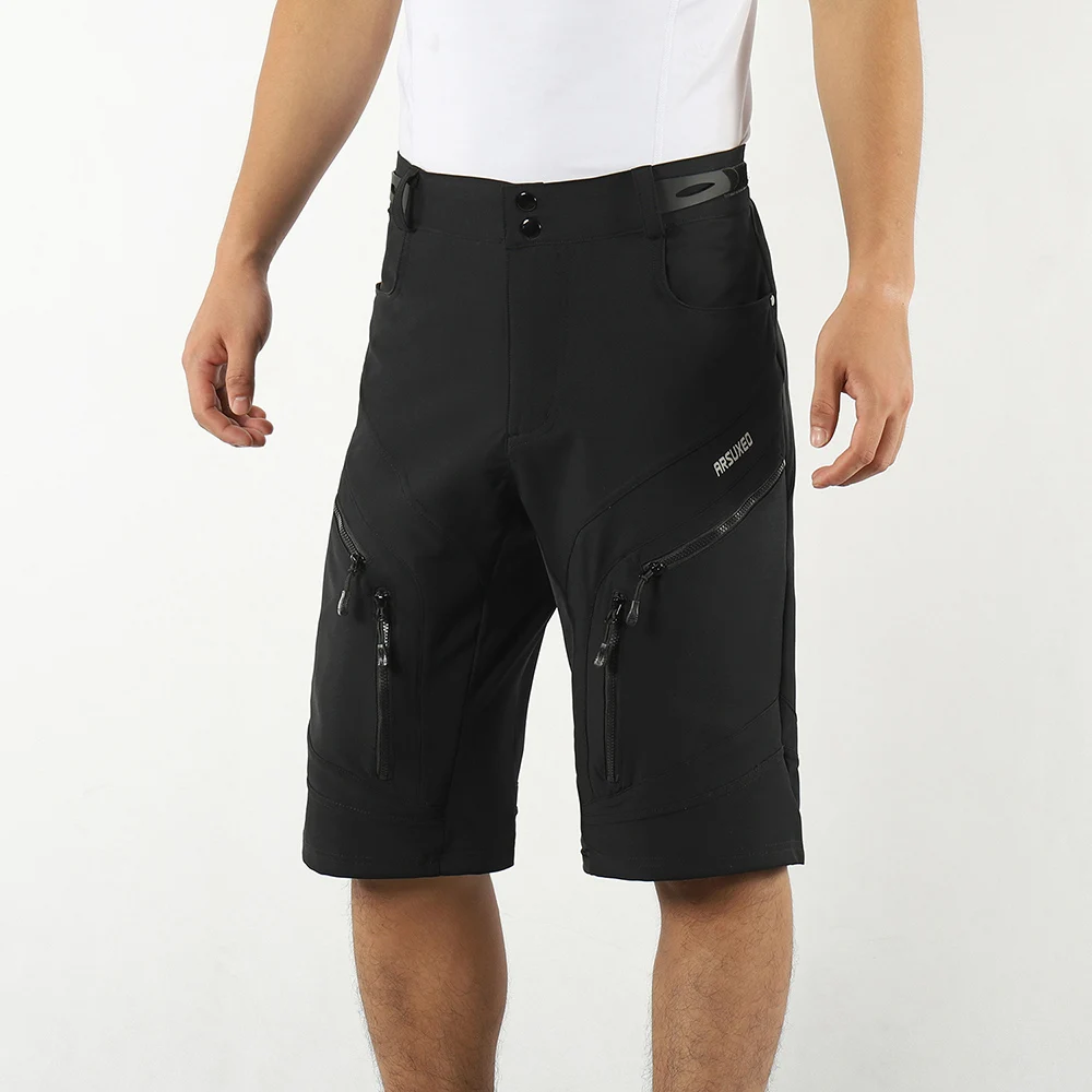 Arsuxeo short de ciclismo masculino, bermuda respirável de secagem rápida e refletora para esportes ao ar livre para mountain bike, ciclismo