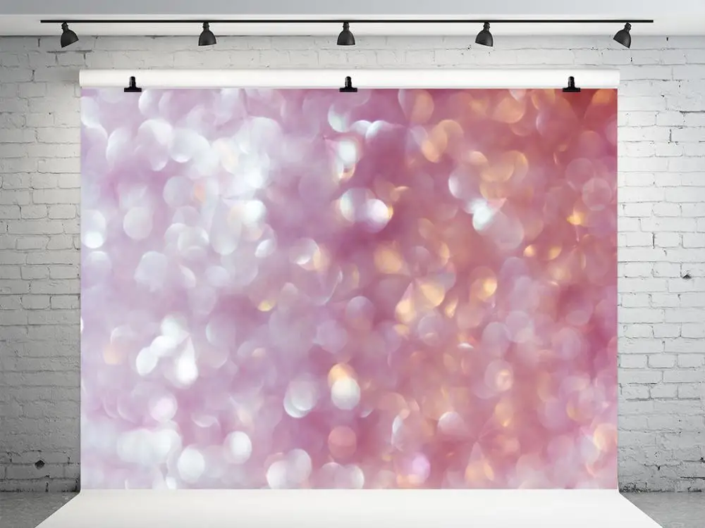 VinylBDS 7x5ft Pink Bokeh Backdrops Blurry Photograpy Backdrop Glitter Bubble Photo Background Bokeh Photography Backdrop