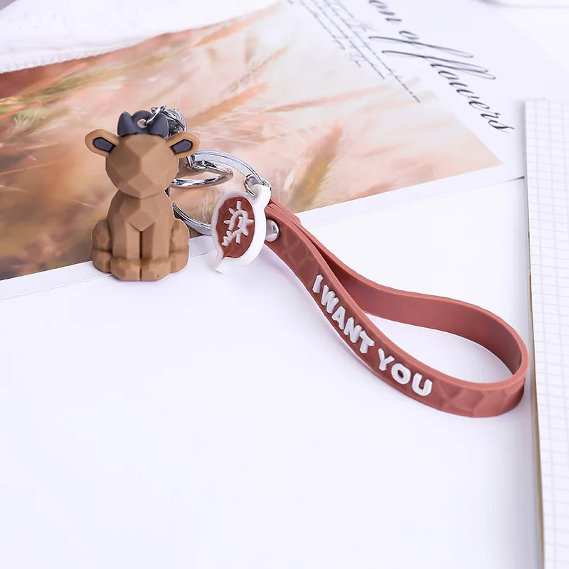 New Fashion Stereo Cute Dinosaur Keychain Key ring Panda Koala Fox Multiple Animal Keychain Cartoon Mobile Phone Bag Fun Pendant