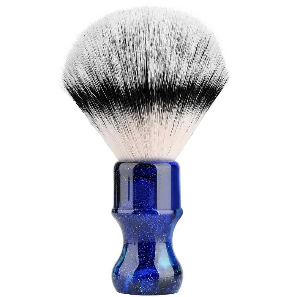 Blue Shaving Brush Silvertip Synthetic Badger Hair with Resin Handle for Men Professional Wet Shaving (Knot 24mm) Amber