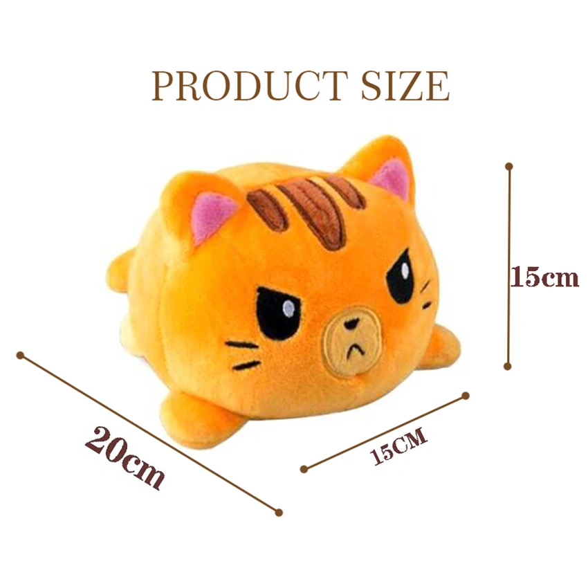 Cat Plush Kawaii Stuffed Doll Toy Different Sides To Show Different Moods Soft Simulation Cat Plush Toy For Kids