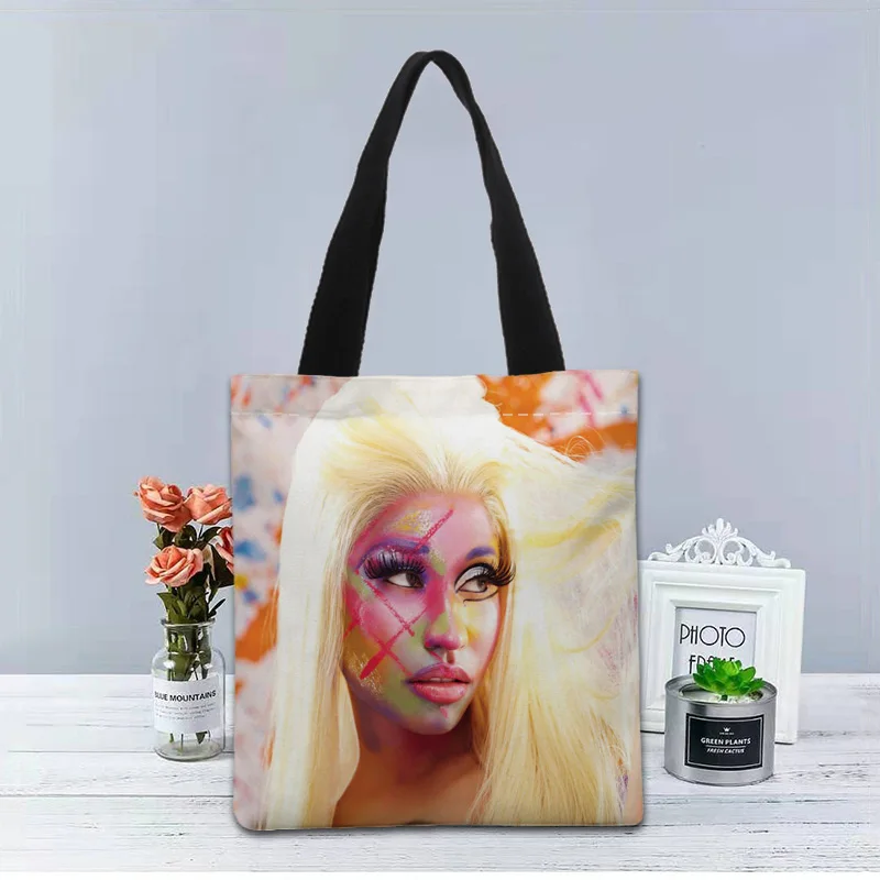 

Nicki Minaj Handbag Foldable Shopping Bag Reusable Eco Large Unisex Canvas Fabric Shoulder Bags Tote Grocery Cloth Pouch 1214