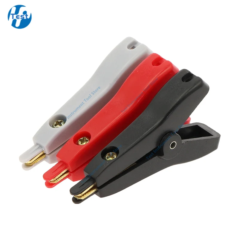 1PCS Copper Plated Alligator Clip Two-level Test clip Four-Clamp LCR Kelvin Max Open Length 25mm Black Red Grey 5A / 220V