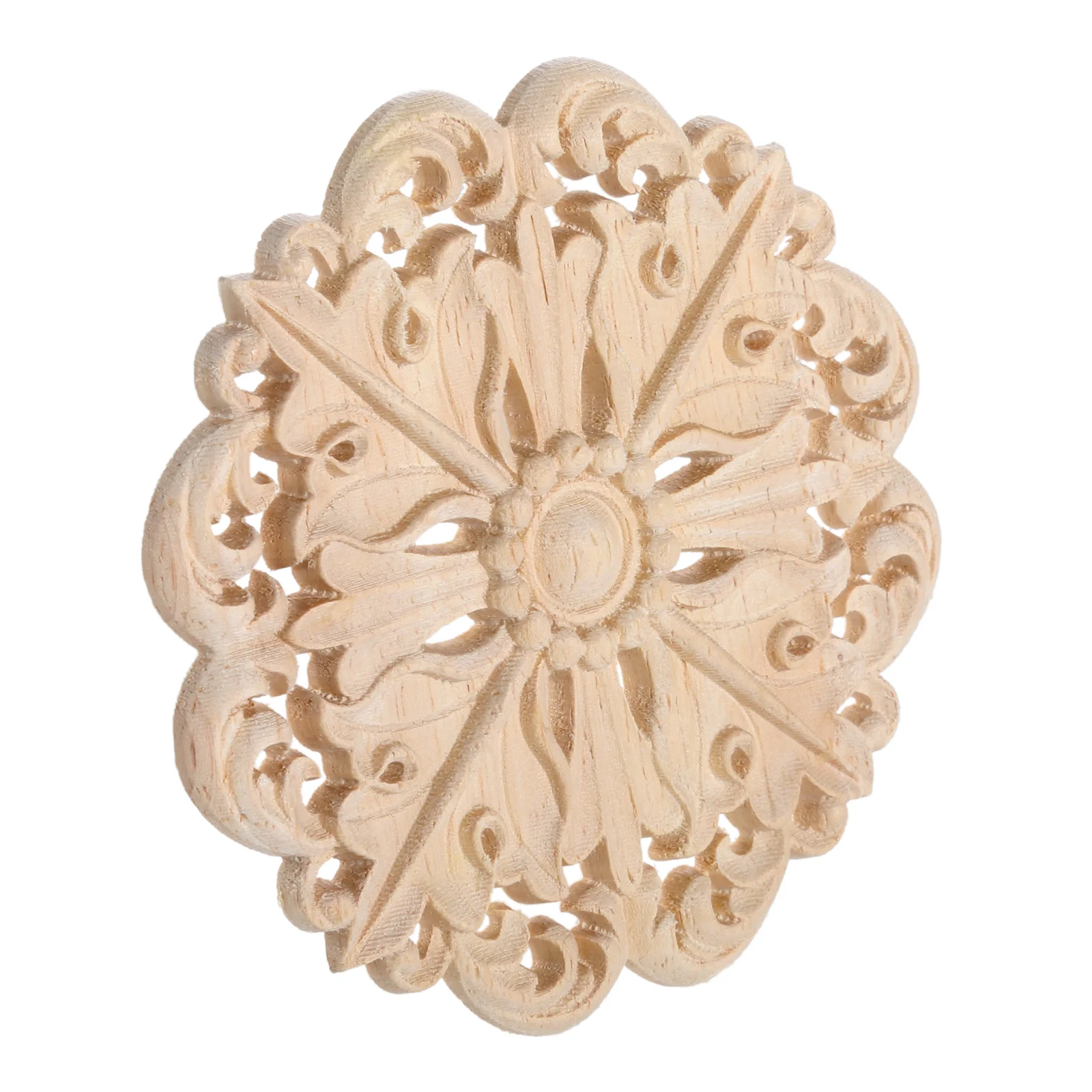 1pc Runde Massivholz Carving Aufkleber Unlackiert Disc Unlackiert Blume Onlay Decor Tür Möbel Alten Europäischen einseitige 10cm