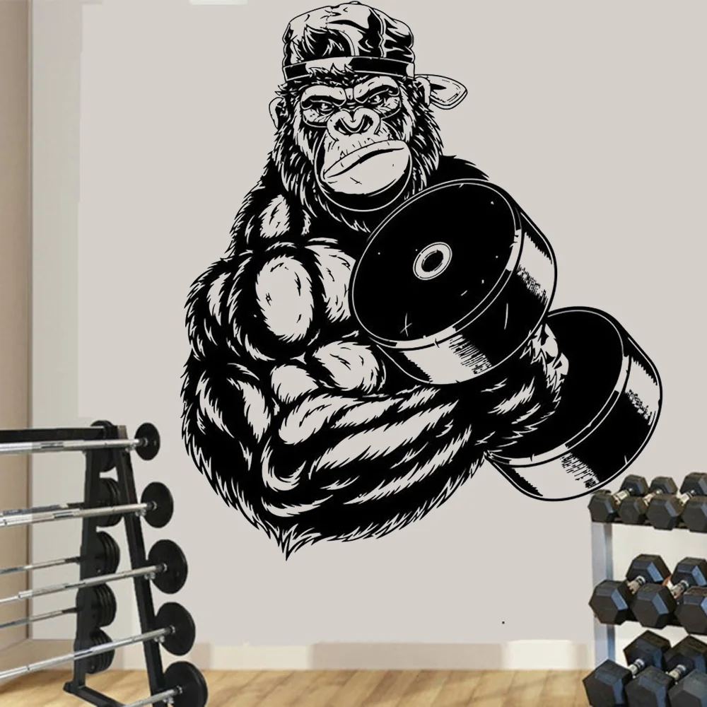 Gorilla Bodybuilder Gym Fitness Wall Decals Show Strong Strength Sticker Vinyl Home Decor Interior Design Mural Removable