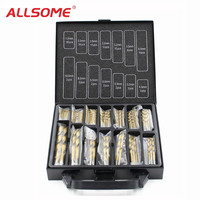 ALLSOME 99pcs Titanium HSS Drill Bits Coated 1.5mm - 10mm High Speed Drill Bit Set For Electrical Drill Tools HT706