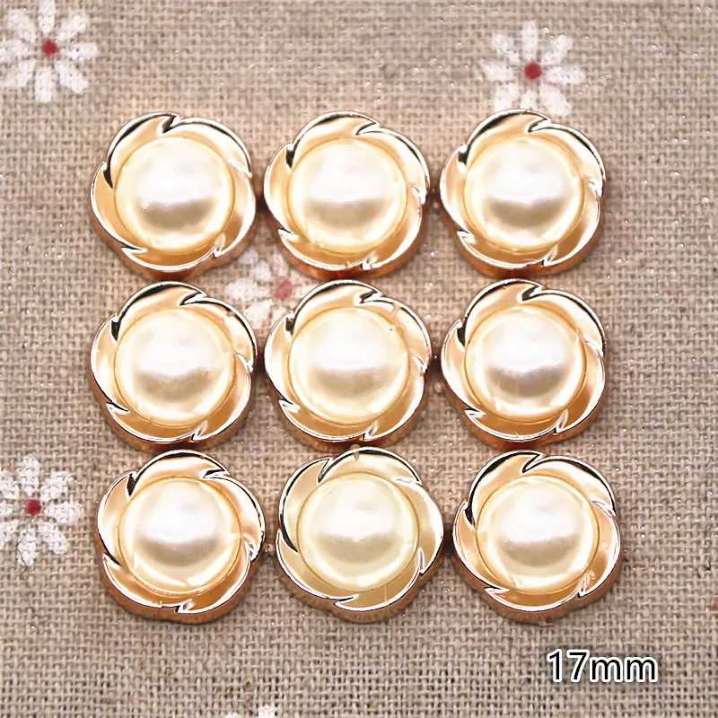 Golden color Ivory pearl Button Resin Flatback Simulated pearl Buttons Home Garden Crafts Cabochon Scrapbooking