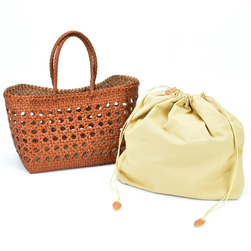 Delle donne 100% Del Cuoio Genuino Scavato Tessuto Borsa A Tracolla Casual con Tessuto All\'interno Del Sacchetto Vintage Shopping Bag Pelle Bovina