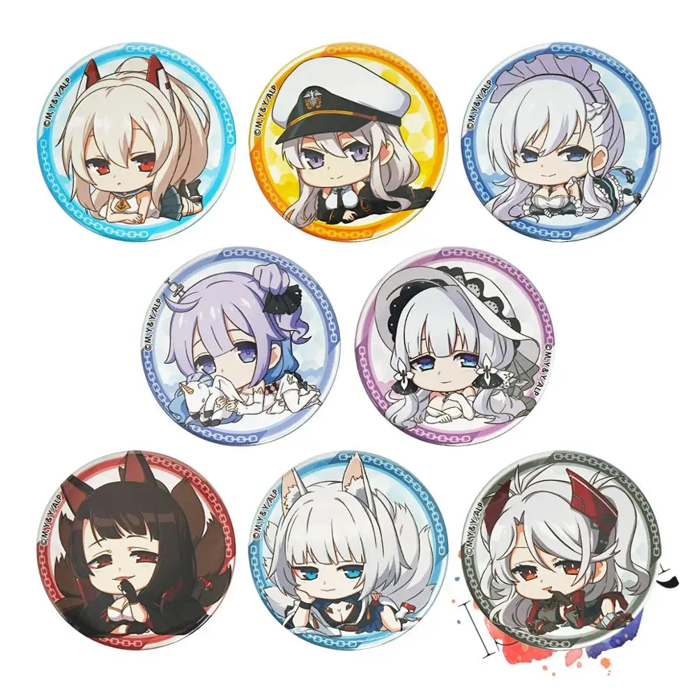 Azur Lane Game Badge Anime UNICORN Belfast ENTERPRISE PRINZ EUGEN Akagi Kaga Cute Metal Badge Brooch Pins