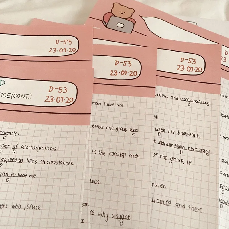Ins Cartoon Rabbit Bear Memo Pad 30 Sheets B5 Big Notebook Learning Note Paper To Do List Agenda Planner Diary Kawaii Stationery