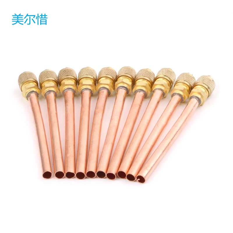 10pcs Air Conditioner Refrigeration Access Valves 6mm OD Copper Tube Filling Parts Dropship