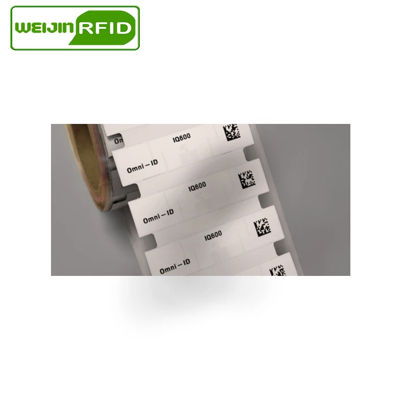 Tag logam fleksibel RFID UHF omni-id IQ600 915m 868mhz Impinj MonzaR6-P 100 buah gratis pengiriman tag RFID pasif sintetis dapat dicetak