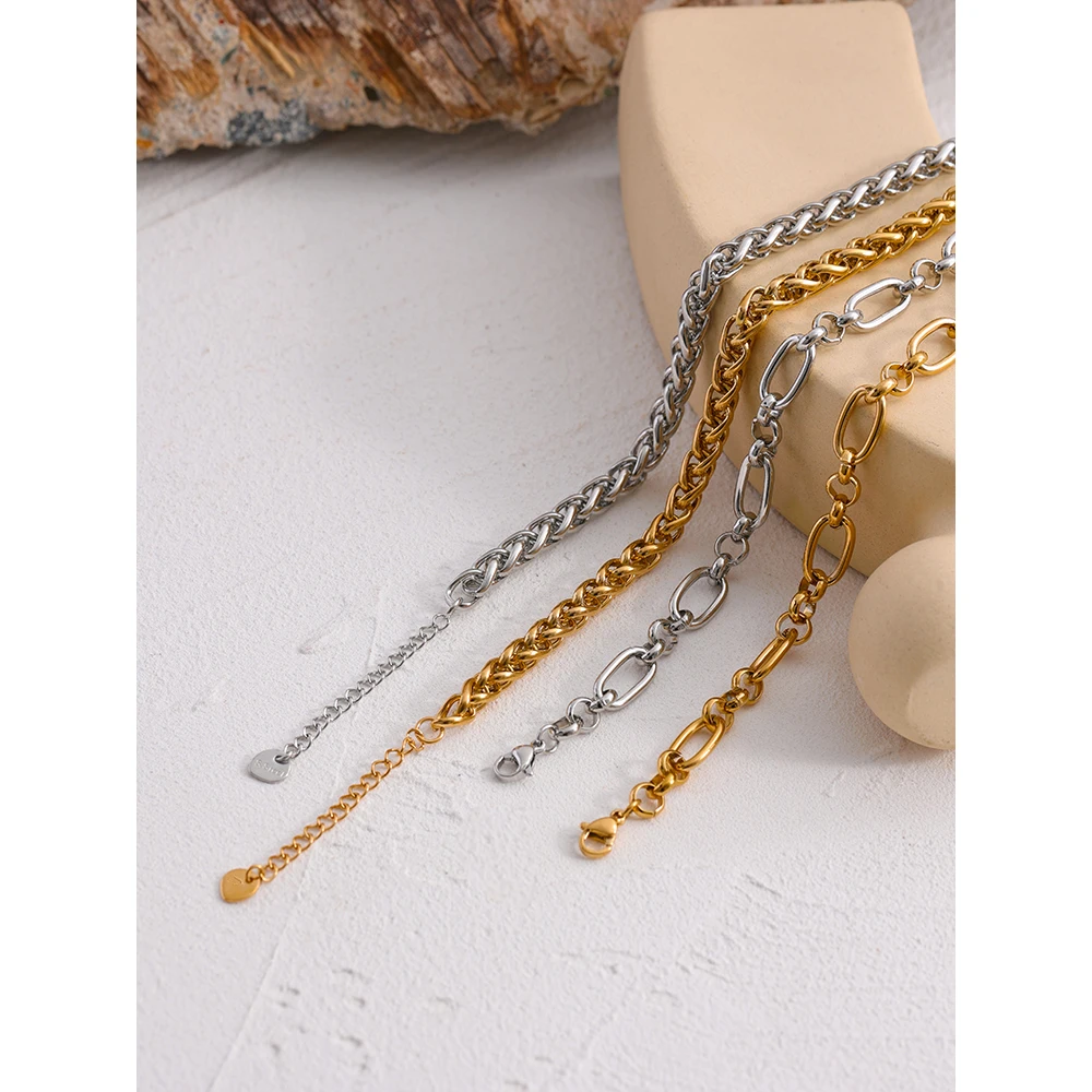 Yhpup 316L Stainless Steel Chain Necklace Statement Golden Glossy Thick Chunky Collar Necklace цепочка на шею женская Gift New