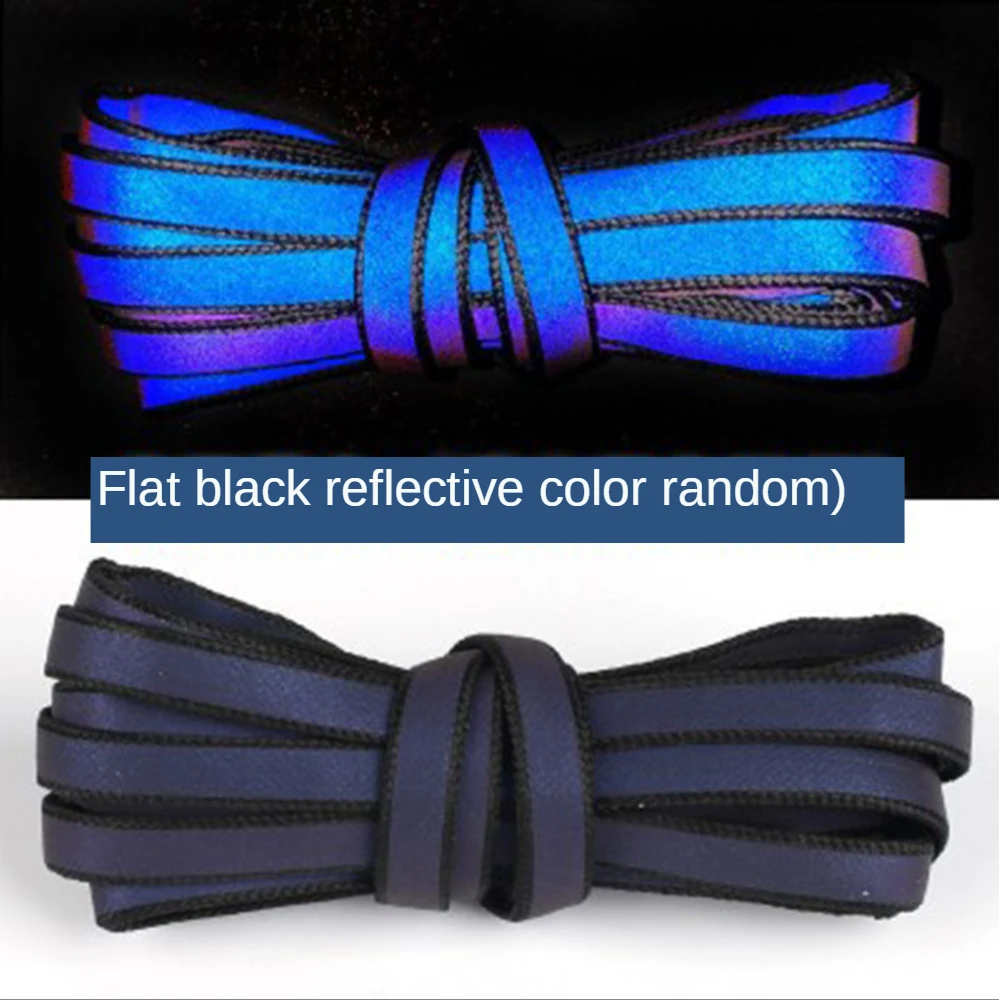 1 Pair 120cm 140cm 160cm Flat Laces Reflective Shoelaces Running Shoes Lace Safety Luminous Glowing Shoelaces for Women Men 2024