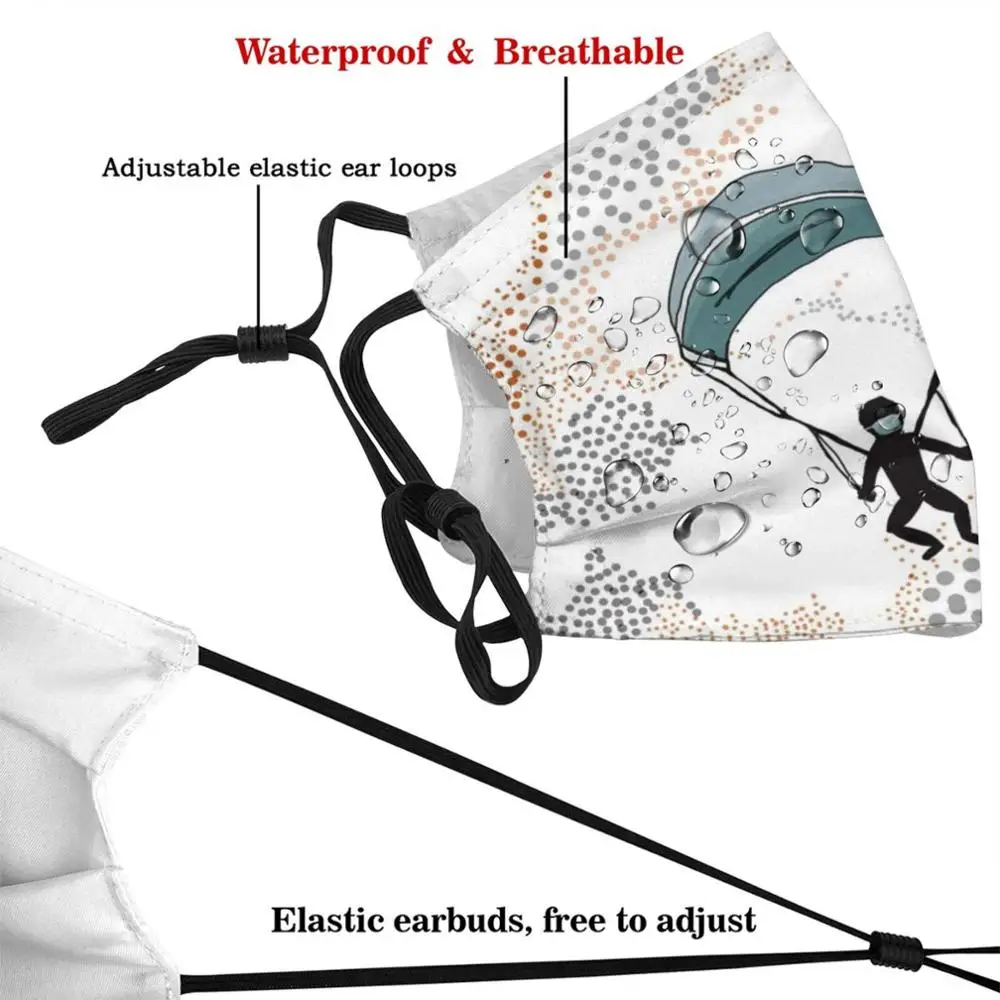 Masks To The Rescue. Mask Cloth Reusable Print Filter Washable Parachute Clouds Parachuting Jump