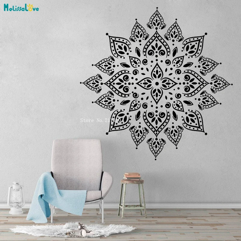 Mandala Flower Symbol Vinyl Wall Decal Mindfulness Meditation Yoga Zen Relaxation Stickers Removable Unique Gift YT4172