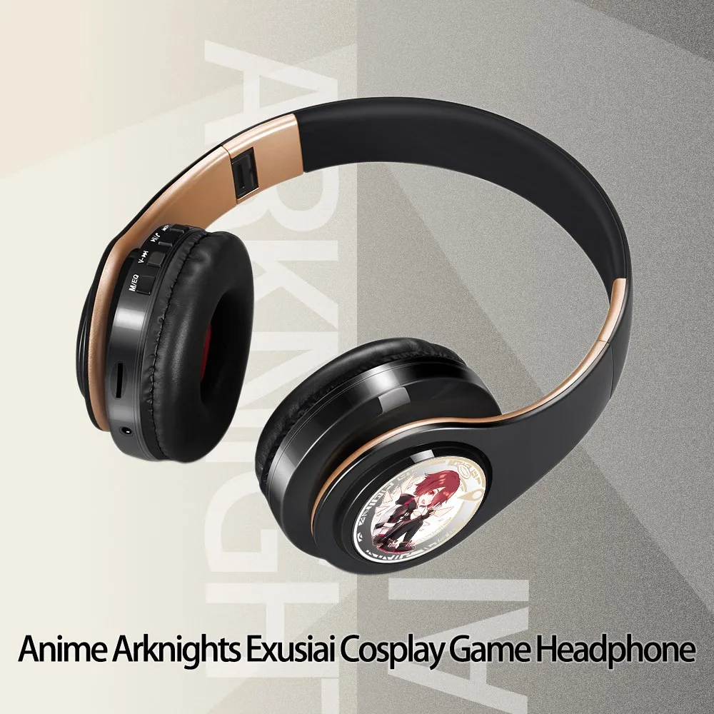 

Cosplay Anime Arknights Exusiaie Wireless Bluetooth Headset Over Head Sport Mobile Phone Headphones Support FM TF Card Play