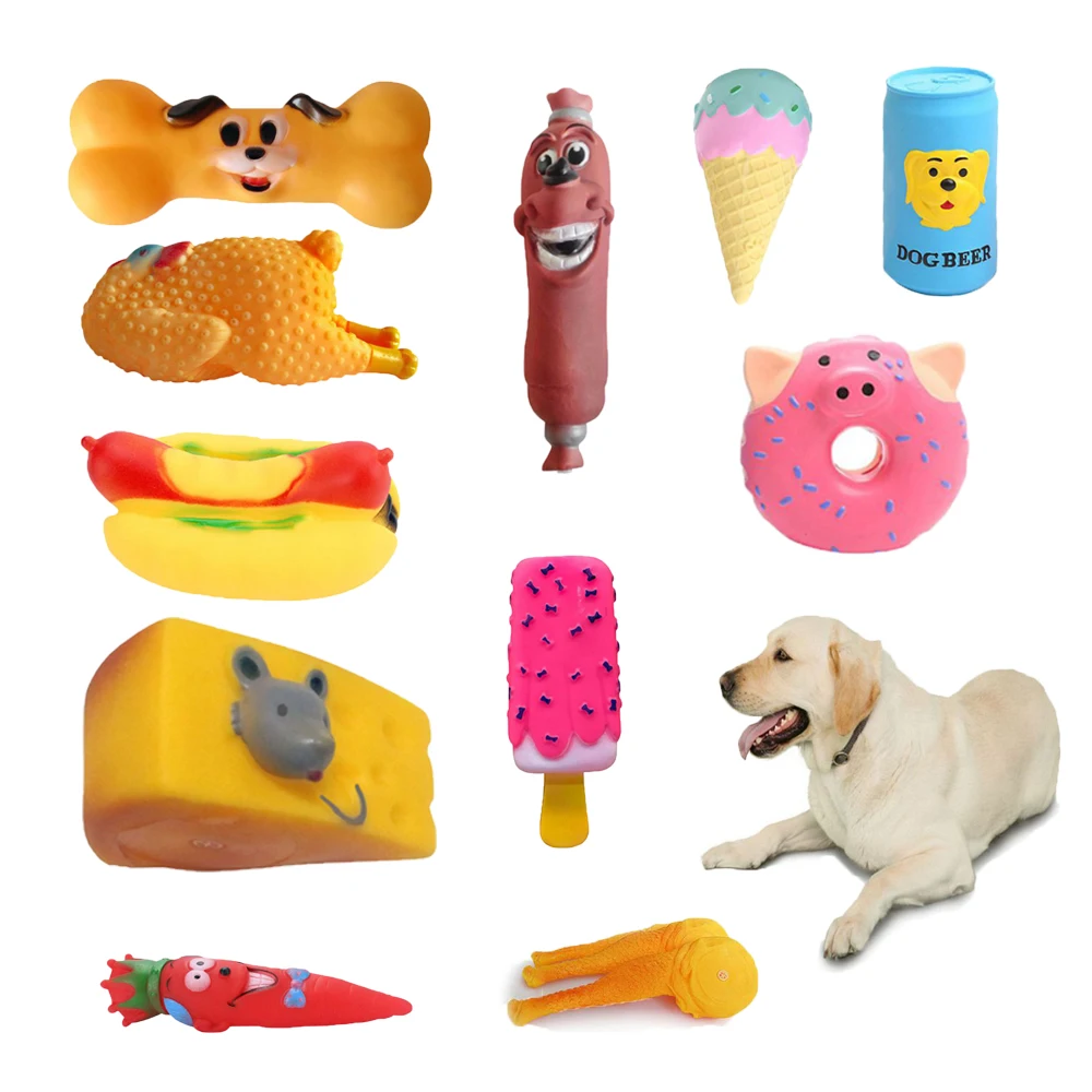 Simulation Hot Dog Toy Dog Chew Toys Squeaky Dog Toys Dog Funny Interactive Bite Toy for Small Medium Large Dog Resistant Food S