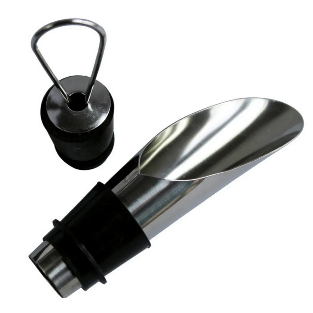 4Pcs 2 In 1 Splendid Wine Stopper Red Wine Pouring Tool Stainless Steel Wine Bottle Stoppers Funnel Pourer Wine Bottle Pourer
