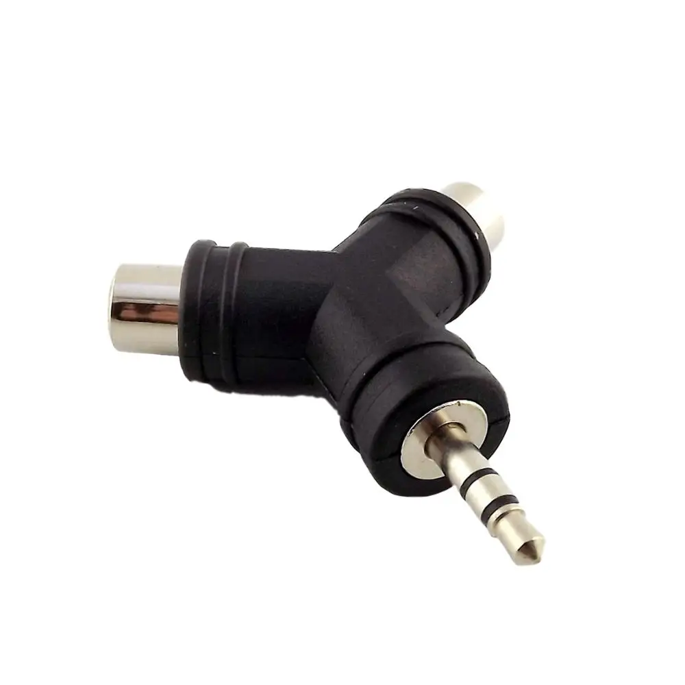 1pc 3.5mm Stereo Aux Male Plug to Dual RCA Phono Female Jack Audio Y Splitter Adapter Converter Black