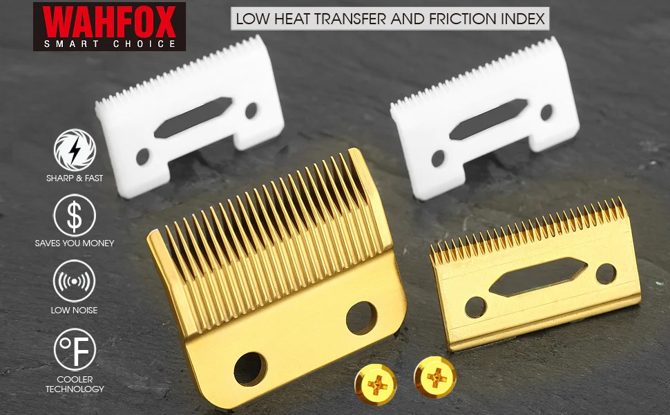 WAHFOX Professional 2 Holes Stagger Tooth Replacement Blades Set For Wahl 5 Star Series Magic Clip Hair Clippers