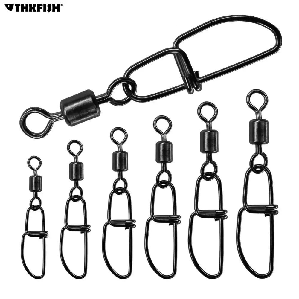 

30pcs/lot #1-#8 Stainless Steel Fishing Rolling Swivels Cross Lock Snap Fishhook Lure Connector Fishing Tackle