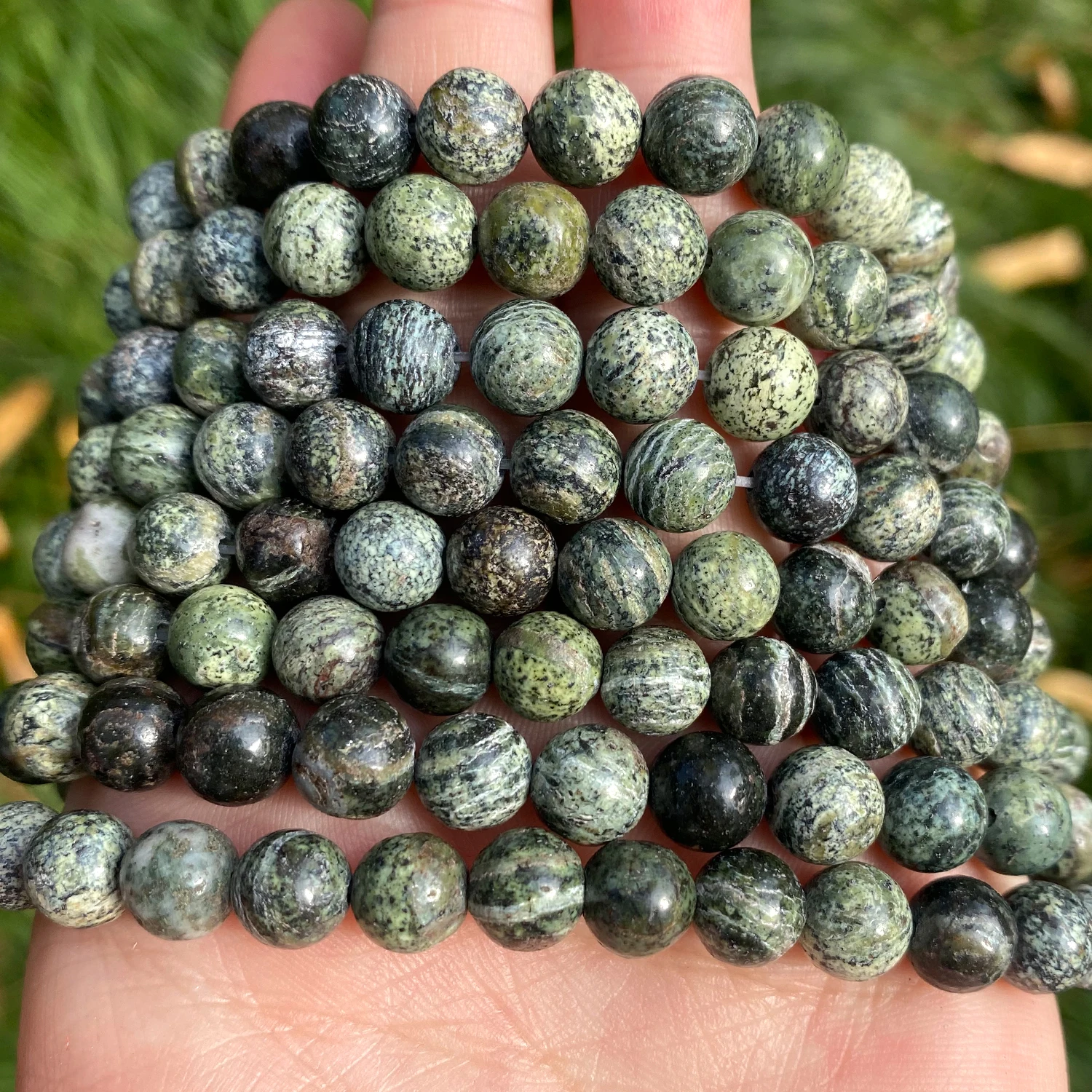 Natural Stone Beads Green Zebra Jasper Stone Round Beads for Jewelry Making DIY Earrings Bracelet Necklace 4/6/8/10mm 15 inches