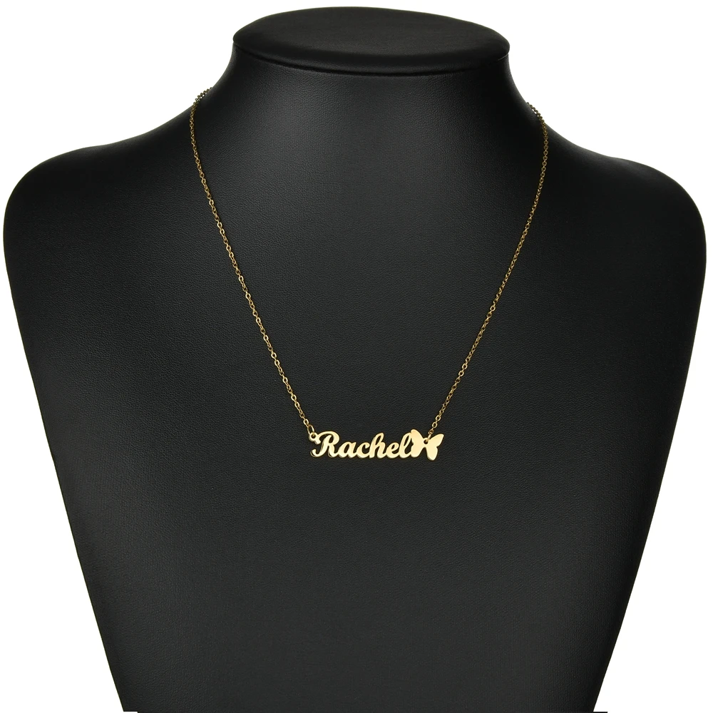 Atoztide 2022 New Butterfly with Personalized Name Necklaces for Women Nameplate Jewelry Stainless Steel Custom Letter Necklace image 5