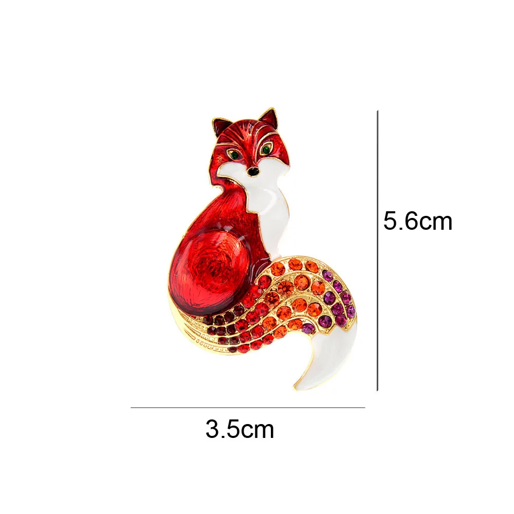 CINDY XIANG New Arrival Rhinestone Fox Brooches For Women Enamel Animal Pin 6 Colors Available Winter Design Coat Jewelry