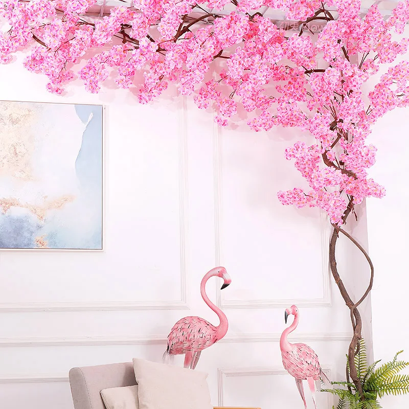 Set Fake Cherry Blossom Tree flor Artificial flowers Suit Party Wall Hanging Wedding Backdrop Landscape Outdoor Home Decoration