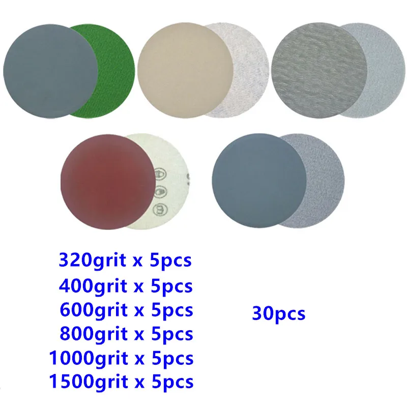 Papel de lija de 3 pulgadas y 75mm, disco seco y húmedo, hojas de arena abrasivas, disco de lijado de piezas, bucle de gancho para herramientas de limpieza y pulido, 50 Grit1000-7000